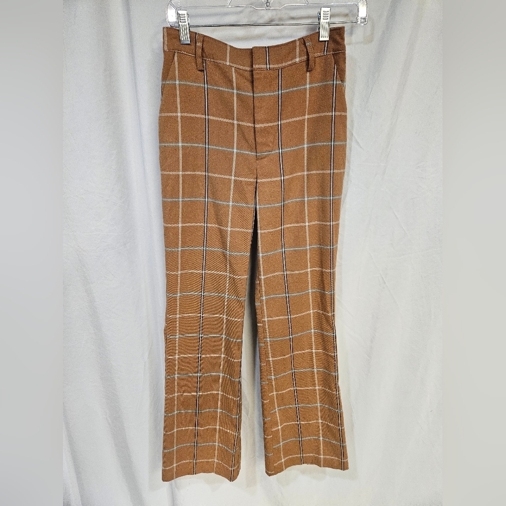 URBAN OUTFITTERS Windowpane Plaid High Rise Flare Leg Trousers Women's Size 4